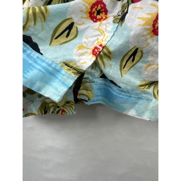 J.Crew Button Down Shirt Mens M Blue Resort Tropical Floral Cotton Short Sleeve - Picture 8 of 10